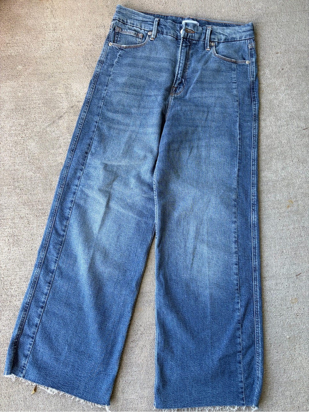Good American Good Skate Crop high rise loose leg denim jeans 8/29 28” inseam